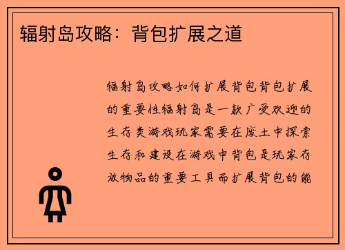 辐射岛攻略：背包扩展之道